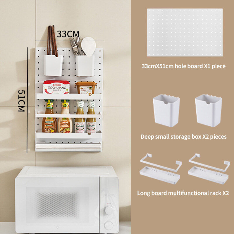 (HOME+) Kitchen Storage Hole Board Shelf Wall Mounted Multifunctional Storage Shelf