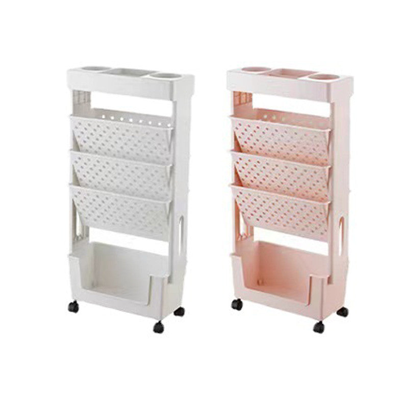 Mobile Storage Box With Wheels and Book Shelf