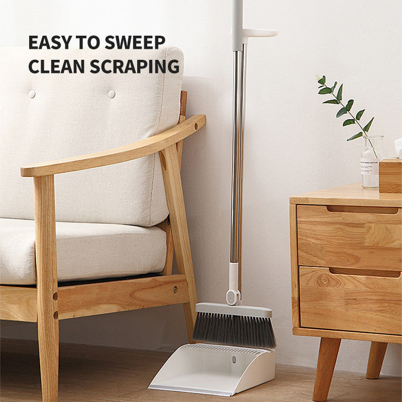 (HOME+) Rotatable Broom and Wind Proof Dust Pan with Broom Comb Broom Set