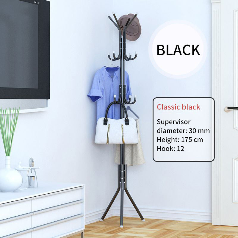 (HOME+) 12 Hooks Clothes Rack Hat and Coat & Garment Hanger Floor Standing Rack