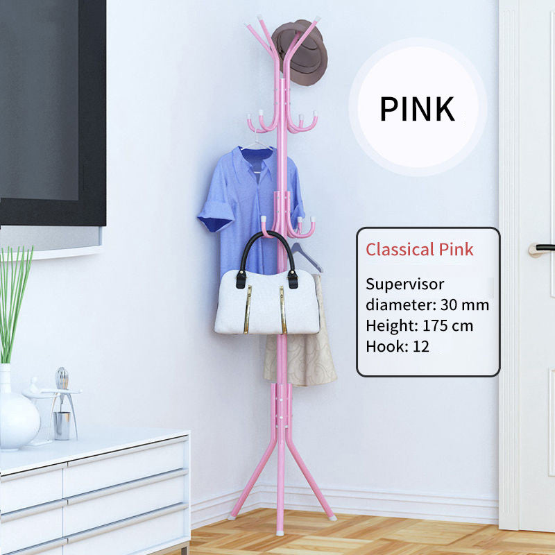 (HOME+) 12 Hooks Clothes Rack Hat and Coat & Garment Hanger Floor Standing Rack