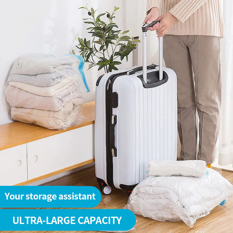 (HOME+) Portable Vacuum Storage Bags Hand-rolled Vacuum Compression Bags Travel Vacuum Bag