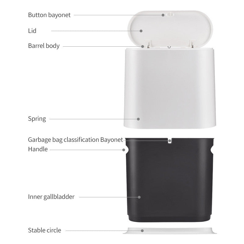 (HOME+) Creative Large Double decker Household Garbage Bin Toilet Garbage Bin