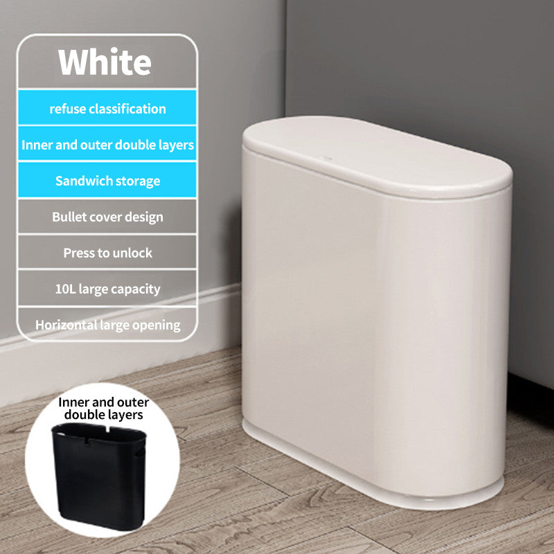 (HOME+) Creative Large Double decker Household Garbage Bin Toilet Garbage Bin