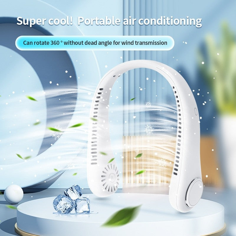 (HOME+) Hanging neck fan USB small fan portable mini outdoor fan
