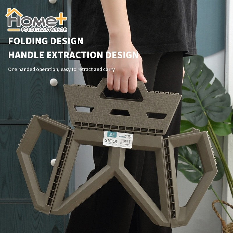 (HOME+) Portable Folding Stool Outdoor Camping Stool Portable Plastic Short Stool