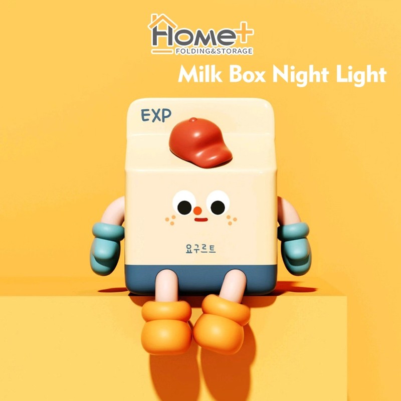 (HOME+) Milk Box Small Night Light Atmosphere Light Birthday Silicone Light Clapping Light Children's Gift