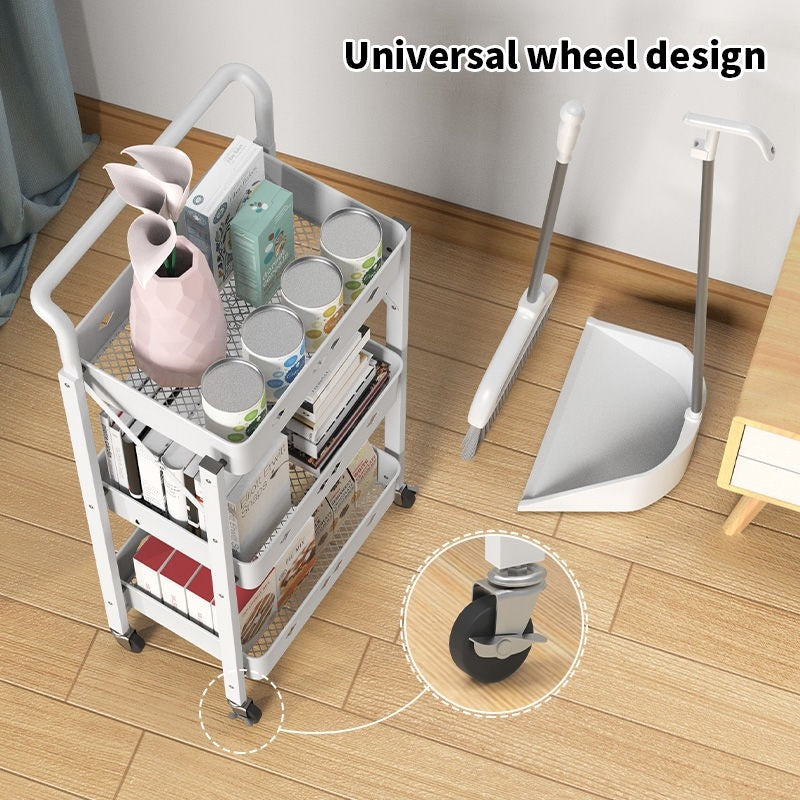 (HOME+) 3 Tier Kitchen Trolley Storage with Handle Folding Kitchen Shelf
