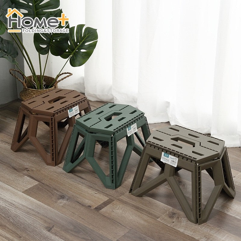 (HOME+) Portable Folding Stool Outdoor Camping Stool Portable Plastic Short Stool