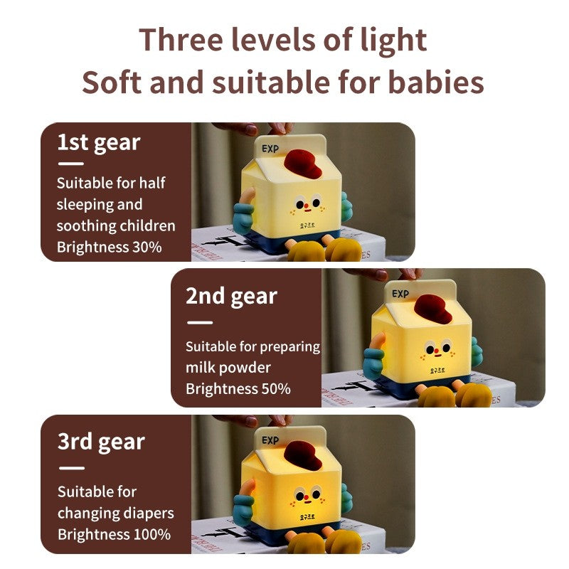 (HOME+) Milk Box Small Night Light Atmosphere Light Birthday Silicone Light Clapping Light Children's Gift