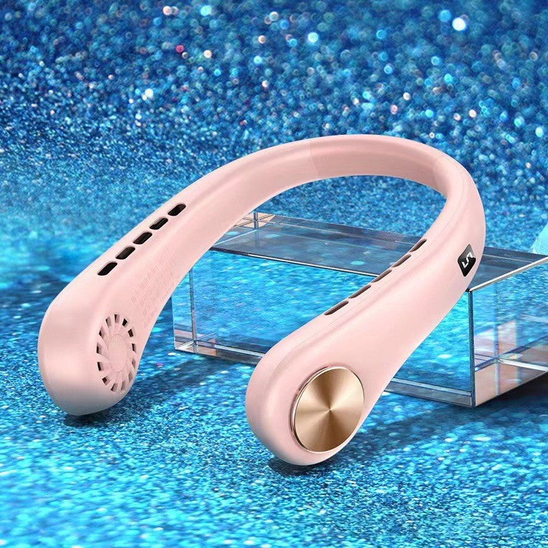 (HOME+) Portable neck hanging small fan Mini small student dedicated sports cooling USB charging