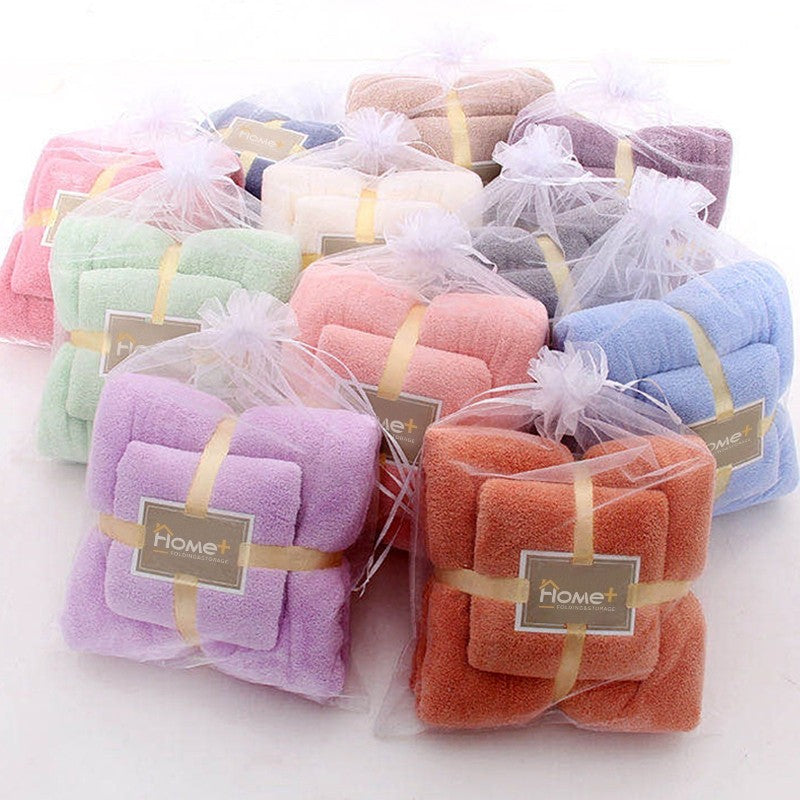 (HOME+) Combo Set Bath Towel + Face Towels Soft Microfibre