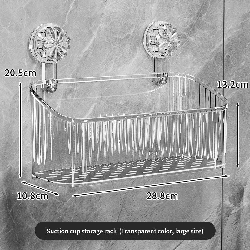 (HOME+) Luxury Bathroom Suction Cup Storage Rack