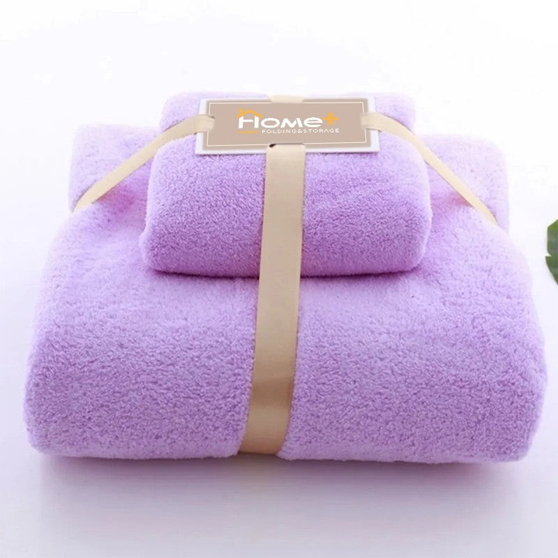 (HOME+) Combo Set Bath Towel + Face Towels Soft Microfibre
