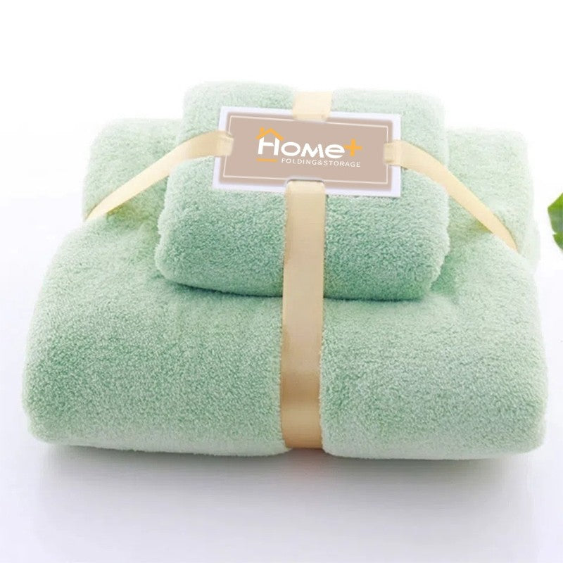 (HOME+) Combo Set Bath Towel + Face Towels Soft Microfibre