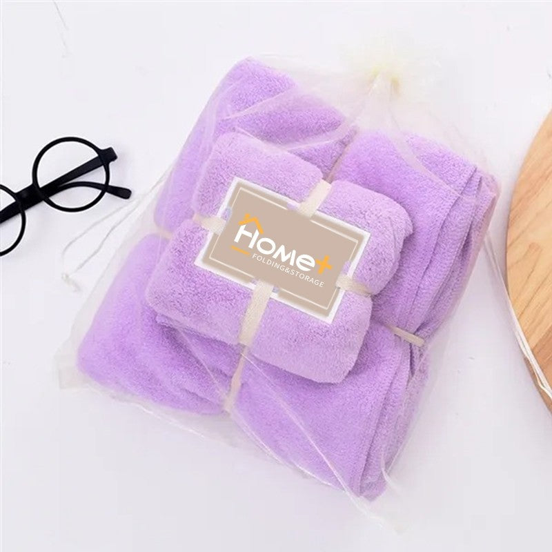 (HOME+) Combo Set Bath Towel + Face Towels Soft Microfibre