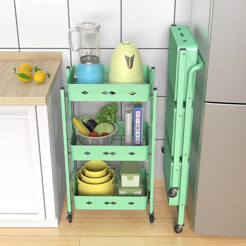 (HOME+) 3 Tier Multi-functional Trolley / Foldable Metal Trolley / Rack / Kitchen Shelf Movable Storage Cart