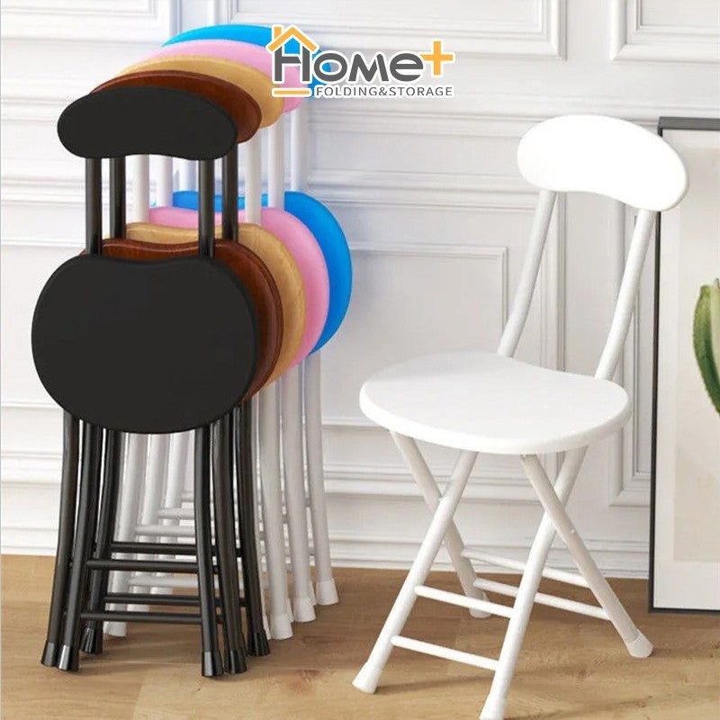 (HOME+) Folding stool household dining stool space saving portable stall leisure stool round stool simple computer chair