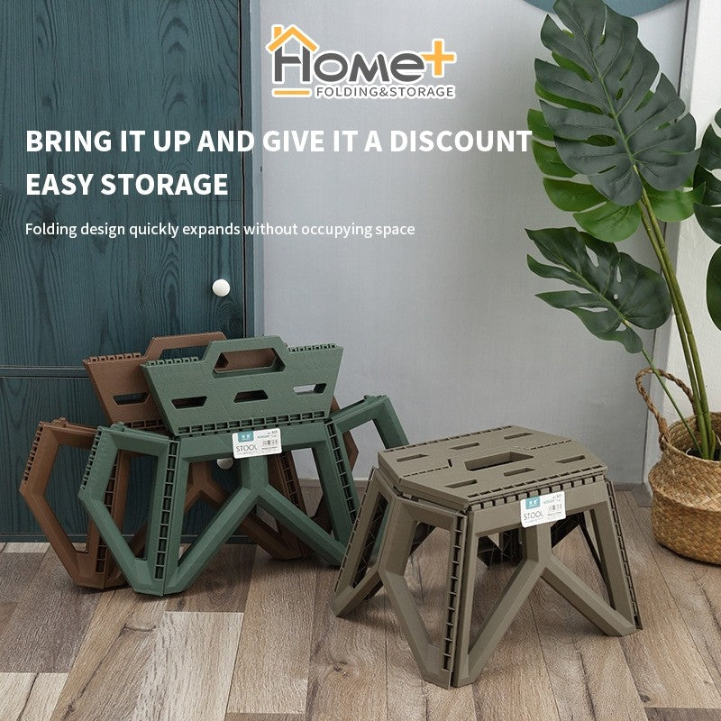 (HOME+) Portable Folding Stool Outdoor Camping Stool Portable Plastic Short Stool