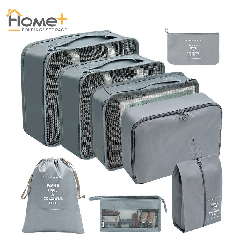 (HOME+) Travel Storage Bag 8-Piece Set Cosmetics Storage Bag Clothes Shoes Travel Bag