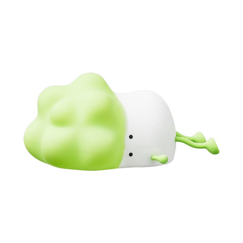 (HOME+) Little Cabbage Silicone Night Light Colorful Green Atmosphere Light Children's Gift (Green)
