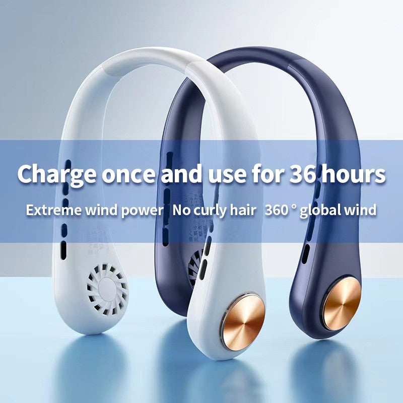 (HOME+) Portable neck hanging small fan Mini small student dedicated sports cooling USB charging