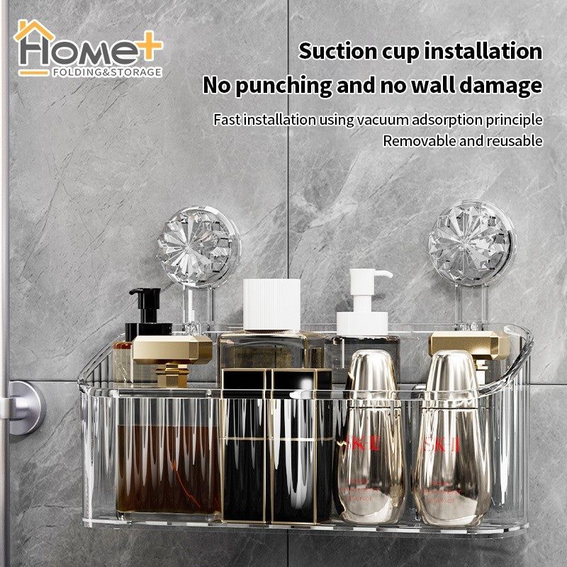 (HOME+) Luxury Bathroom Suction Cup Storage Rack