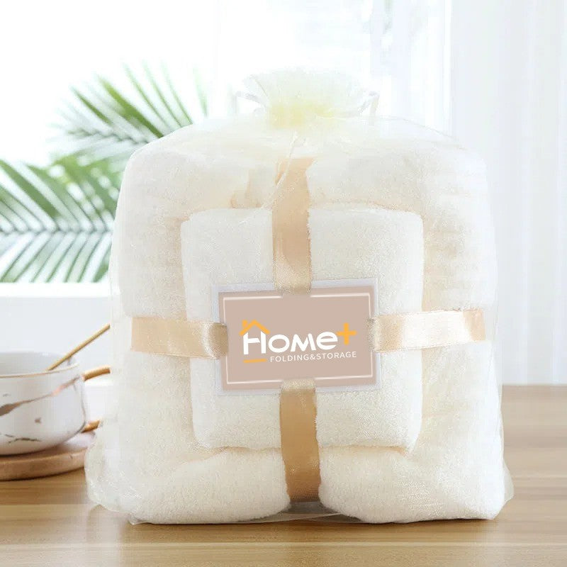 (HOME+) Combo Set Bath Towel + Face Towels Soft Microfibre