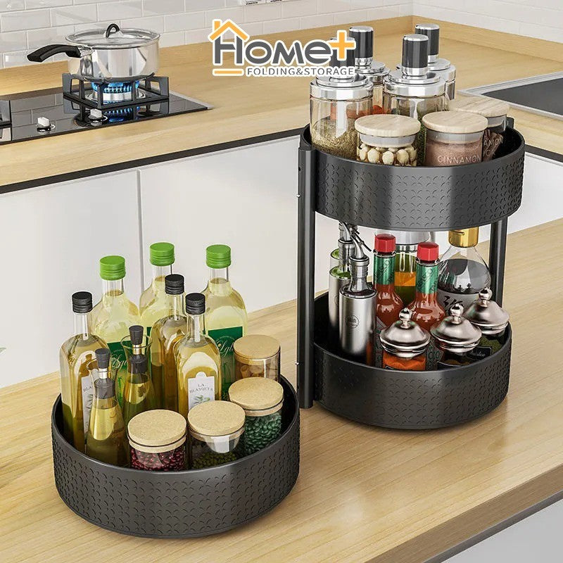 (HOME+) Local Kitchen 360 Rotating Tray Rack Lazy Susan Turntable For Kitchen Storage and Desk Storage