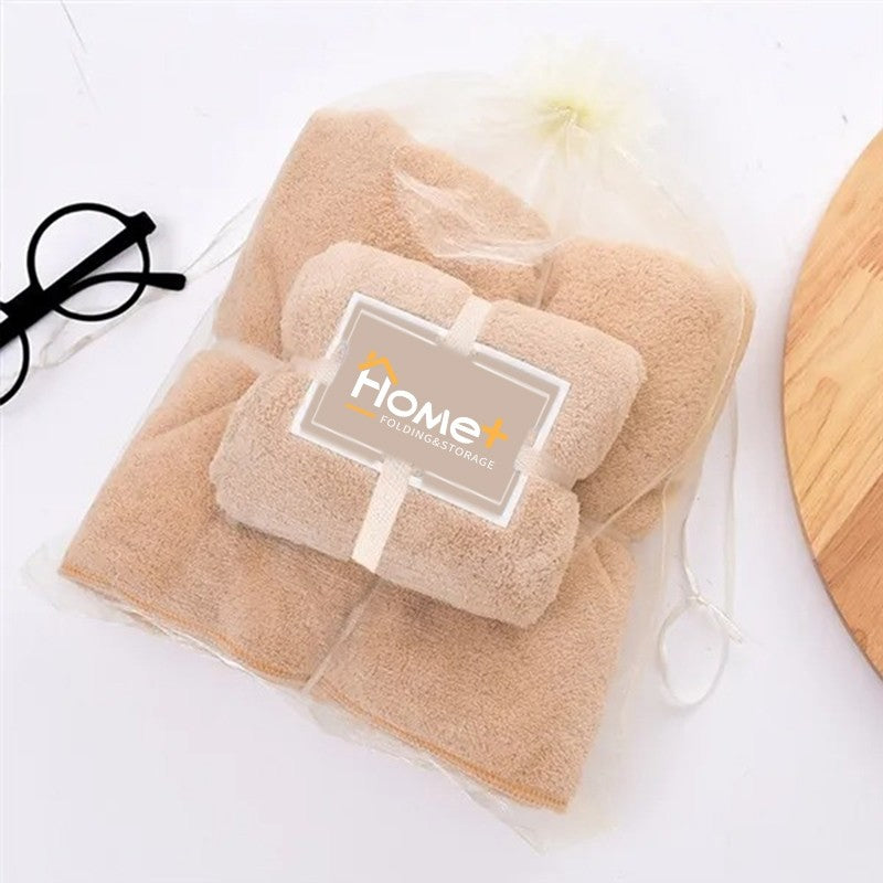(HOME+) Combo Set Bath Towel + Face Towels Soft Microfibre