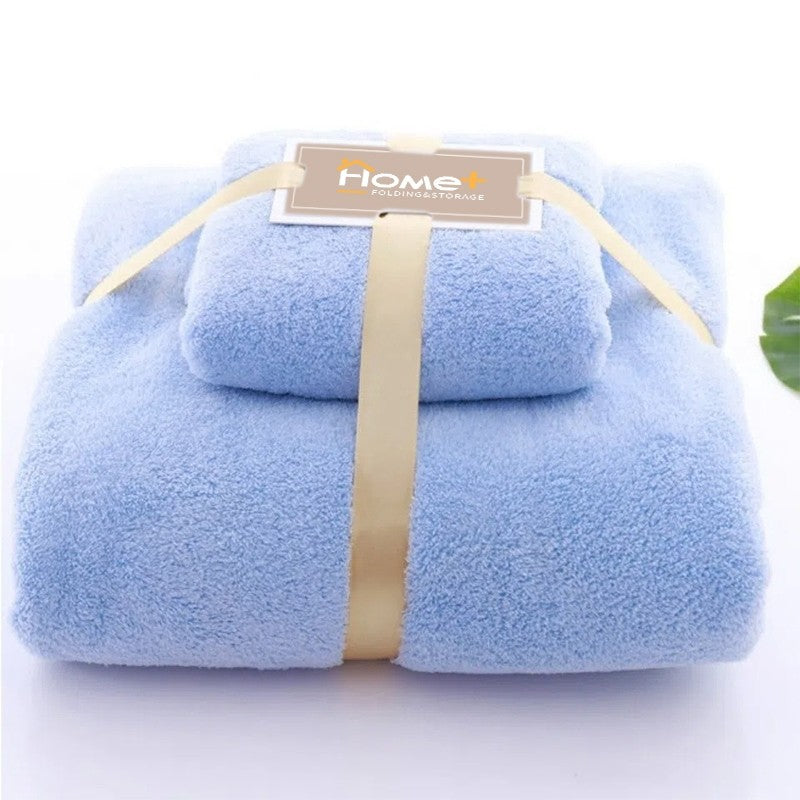 (HOME+) Combo Set Bath Towel + Face Towels Soft Microfibre