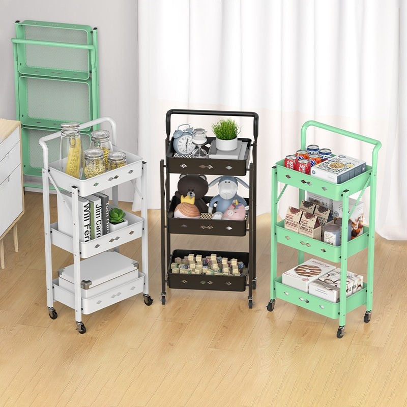 (HOME+) 3 Tier Kitchen Trolley Storage with Handle Folding Kitchen Shelf