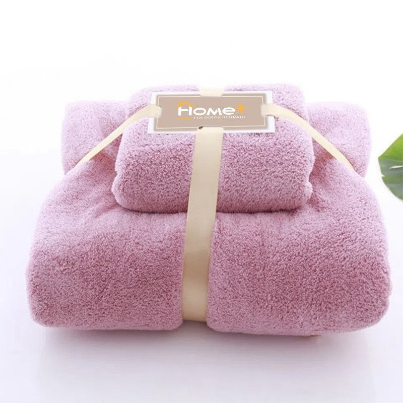 (HOME+) Combo Set Bath Towel + Face Towels Soft Microfibre