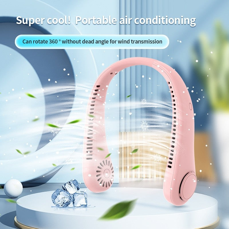 (HOME+) Hanging neck fan USB small fan portable mini outdoor fan