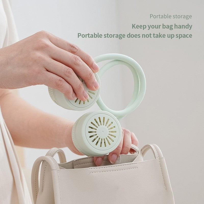 (HOME+) Hanging Neck Fan Lazy Fan Portable Folding Lazy Outdoor Desktop USB High Wind Hanging Neck Small Fan