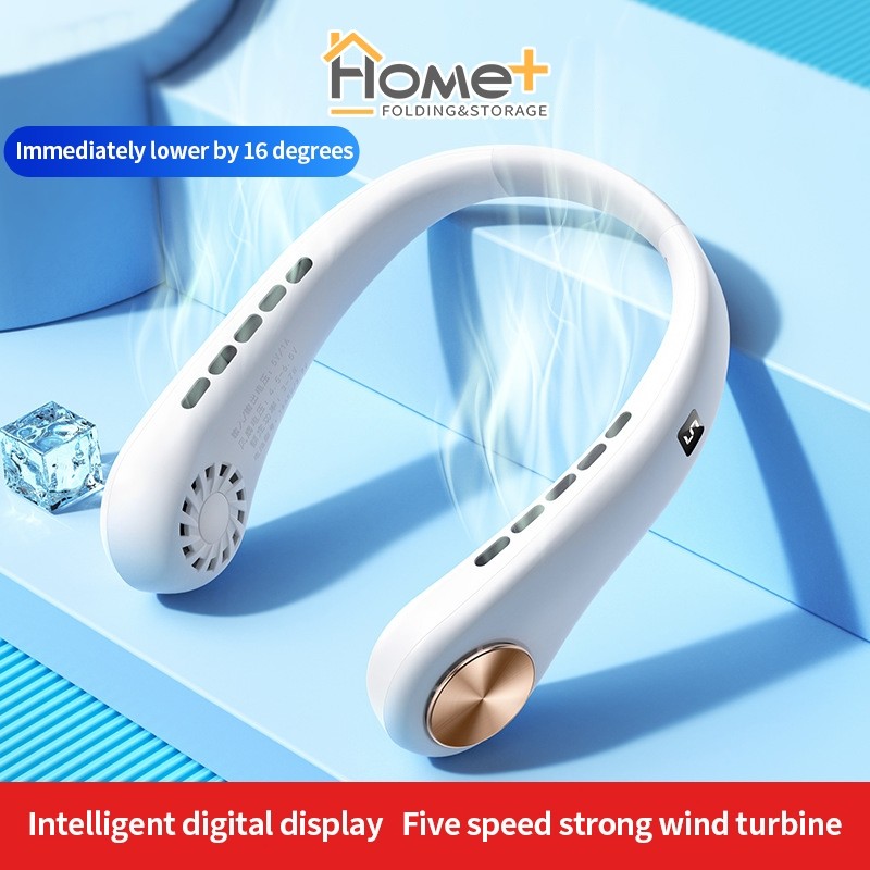 (HOME+) Portable neck hanging small fan Mini small student dedicated sports cooling USB charging