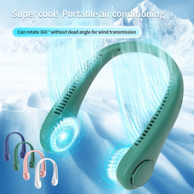 (HOME+) Hanging neck fan USB small fan portable mini outdoor fan