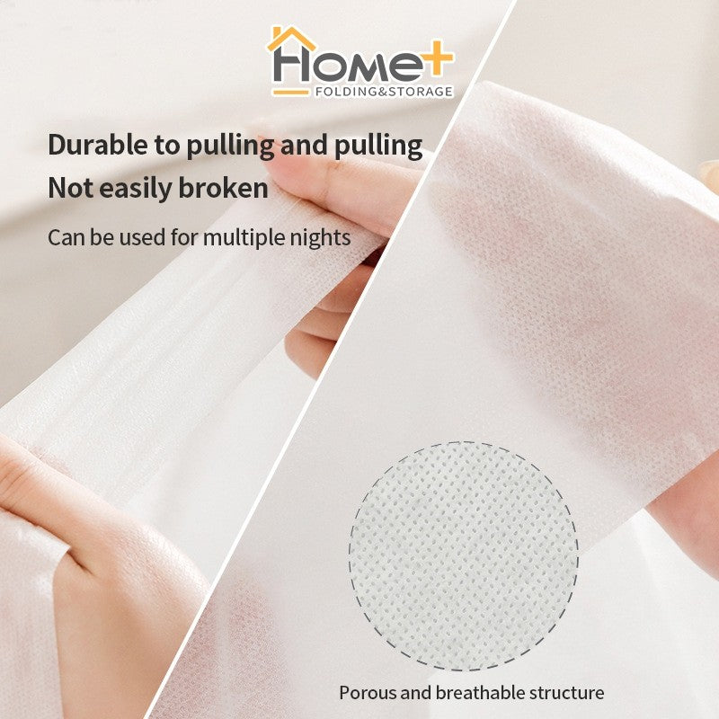 (HOME +) Disposable Bedsheet Cover Pillowcase Set of Four Pieces Hotel Travel