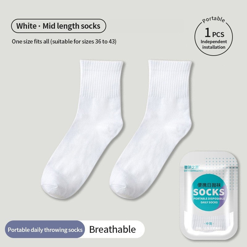 (HOME+) Disposable Socks for Travel Sports Men's and Women's Socks