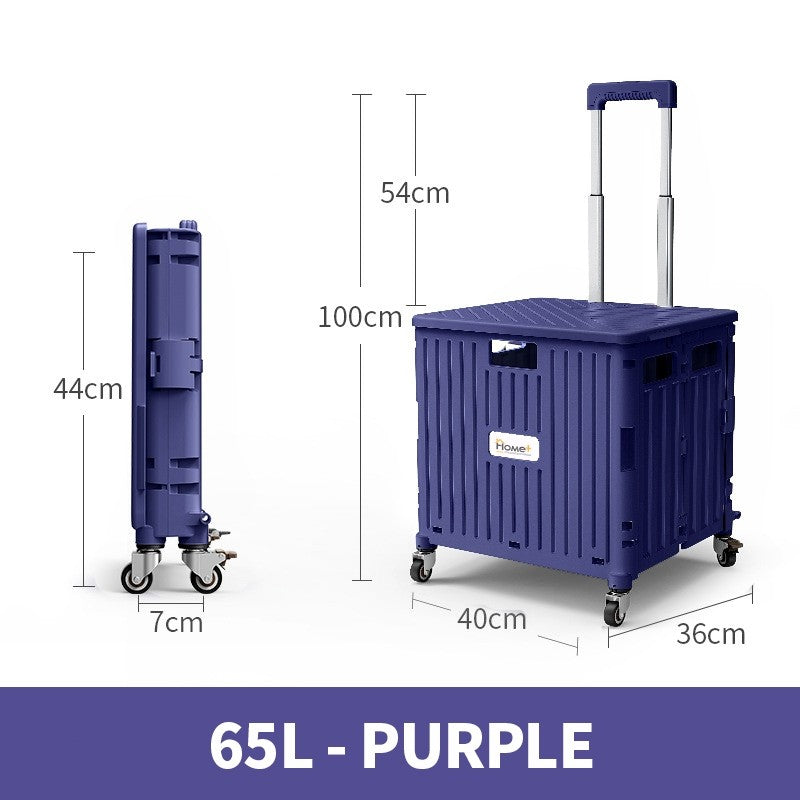 (HOME+) 65L Foldable Shopping Large Utility Cart / Foldable Trolley with 360 Wheel Collapsible