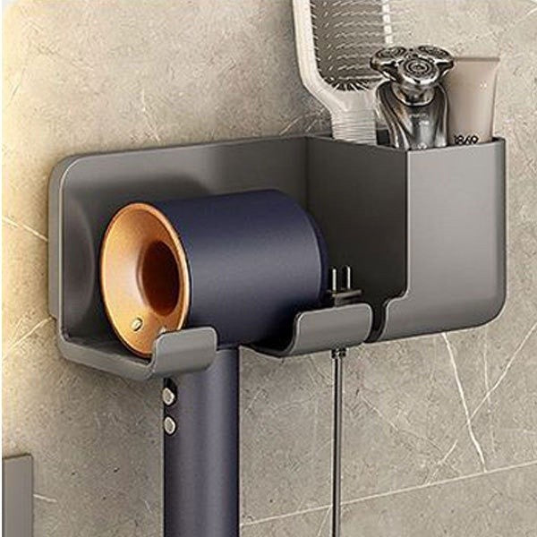 (HOME+) Hair Dryer Bracket Hole-free Bathroom Hair Dryer Hanger Toilet Multifunctional Shelf Hair Dryer Holder