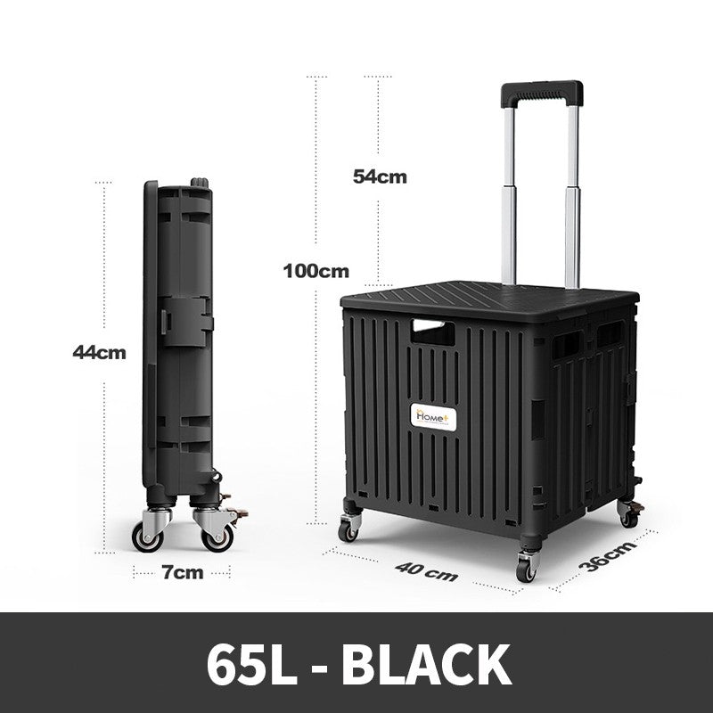 (HOME+) 65L Foldable Shopping Large Utility Cart / Foldable Trolley with 360 Wheel Collapsible