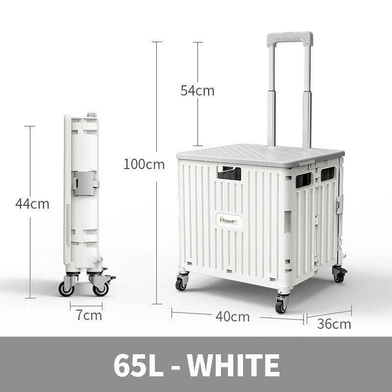 (HOME+) 65L Foldable Shopping Large Utility Cart / Foldable Trolley with 360 Wheel Collapsible