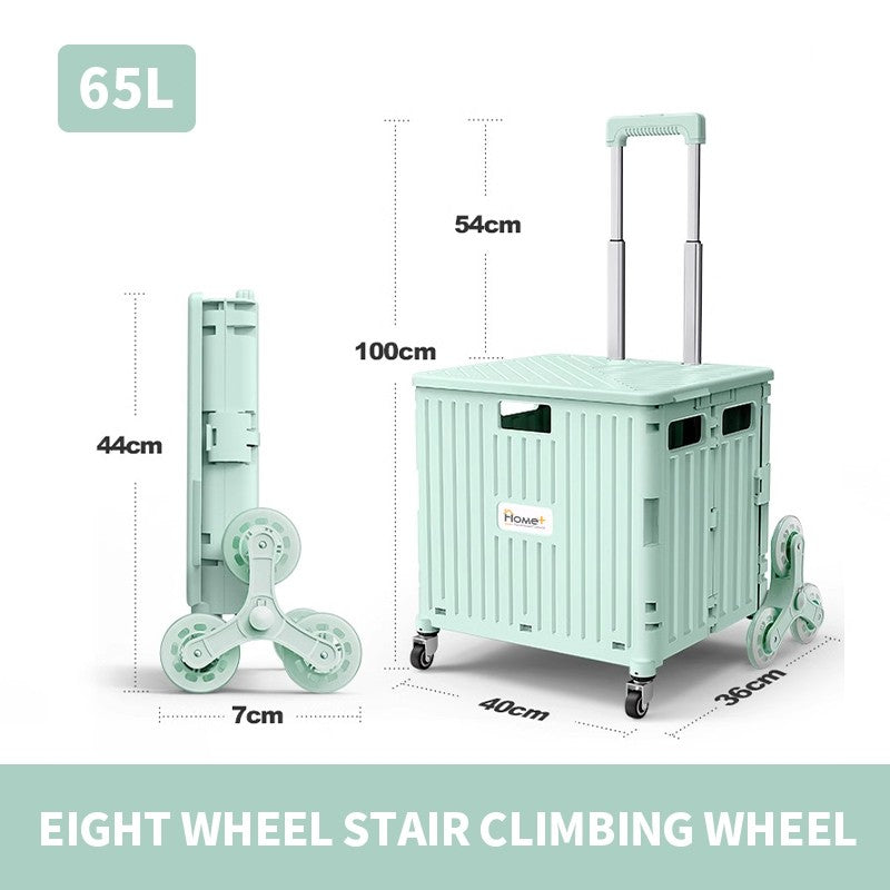(HOME+) 65L Foldable Shopping Large Utility Cart / Foldable Trolley with 360 Wheel Collapsible