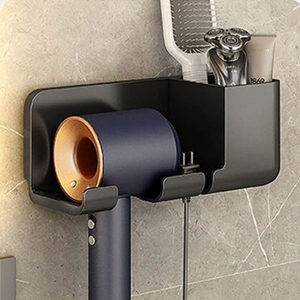 (HOME+) Hair Dryer Bracket Hole-free Bathroom Hair Dryer Hanger Toilet Multifunctional Shelf Hair Dryer Holder