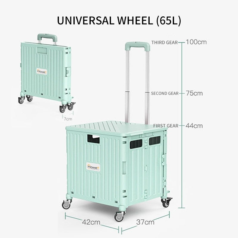 (HOME+) 65L Foldable Shopping Large Utility Cart / Foldable Trolley with 360 Wheel Collapsible