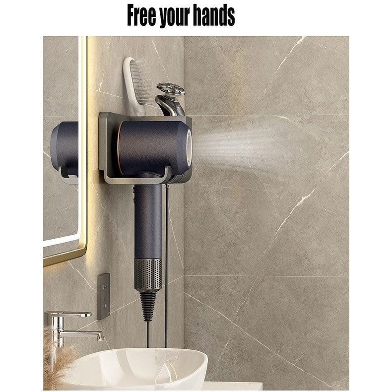 (HOME+) Hair Dryer Bracket Hole-free Bathroom Hair Dryer Hanger Toilet Multifunctional Shelf Hair Dryer Holder