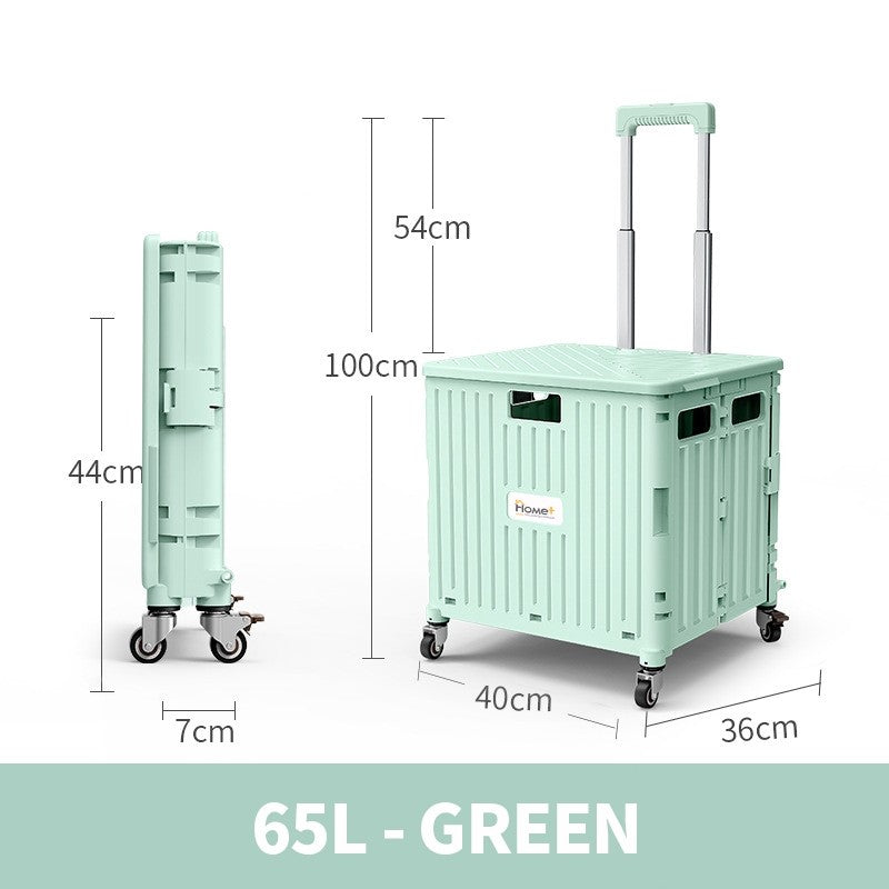 (HOME+) 65L Foldable Shopping Large Utility Cart / Foldable Trolley with 360 Wheel Collapsible