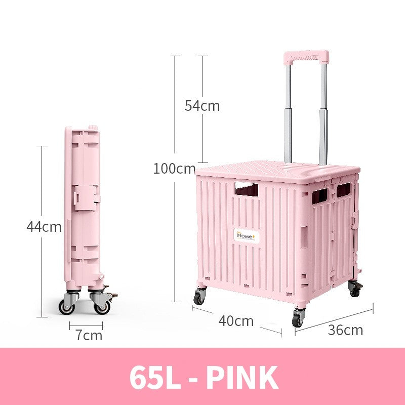 (HOME+) 65L Foldable Shopping Large Utility Cart / Foldable Trolley with 360 Wheel Collapsible