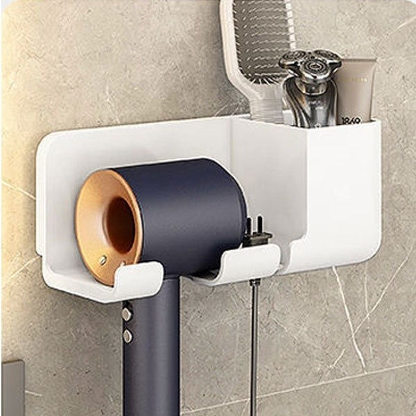 (HOME+) Hair Dryer Bracket Hole-free Bathroom Hair Dryer Hanger Toilet Multifunctional Shelf Hair Dryer Holder